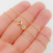 14k Solid Yellow Gold Diamond Cut Oval Link Necklace